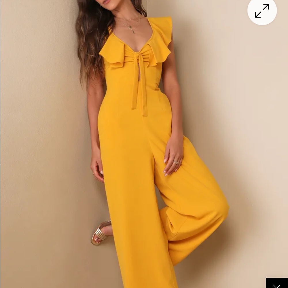 Flawless Life Marigold Ruffled Cutout Cropped Jumpsuit